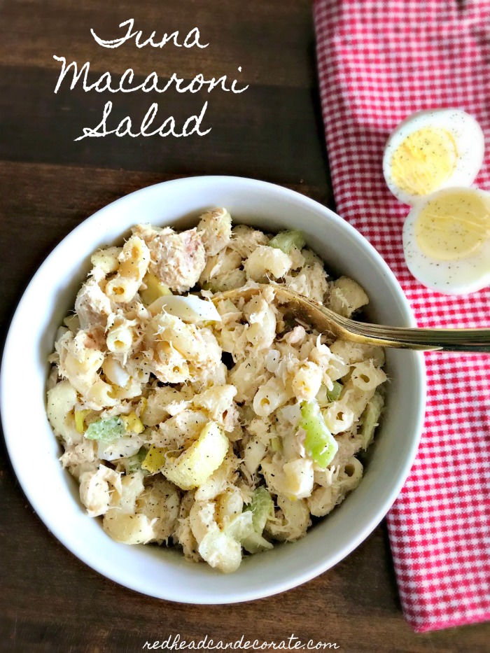 Tuna Macaroni Salad that is loaded with protein a low in calories.