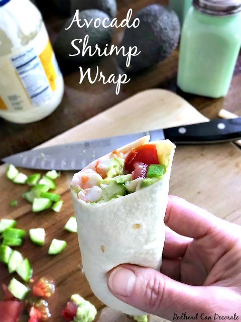 Don't let this healthy looking Avocado Shrimp Wrap fool you...it's not only good for you, but it's packed with protein, flavor, and low on calories.  It is extremely satisfying for lunch!