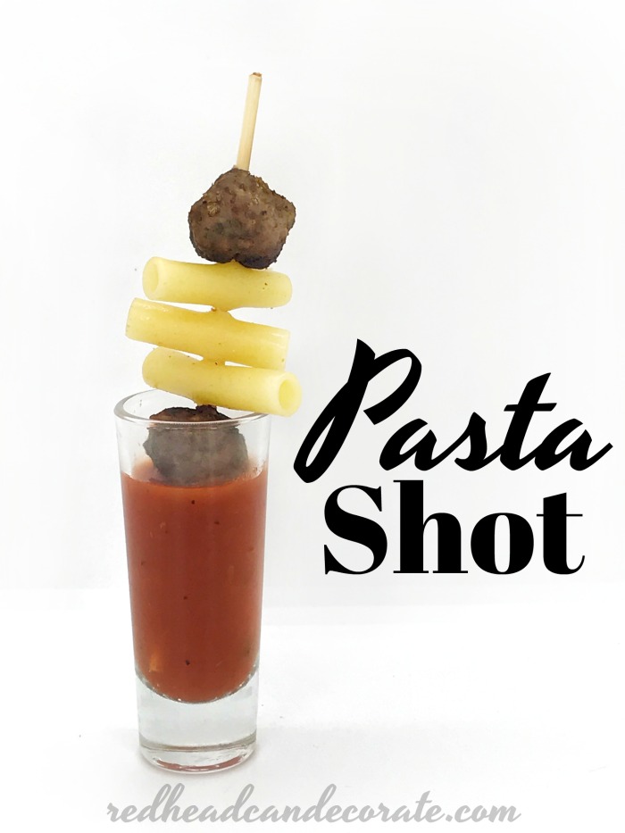 These Repurposed Thrift Store Shot Glasses: Pasta Shots would make such a great addition to your next party or celebration as an appetizer!