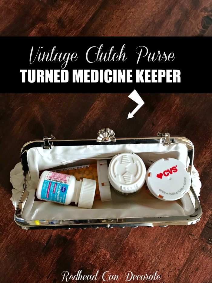 A Repurposed Vintage Clutch Purse in 7 ways!  Including home decor and organization!