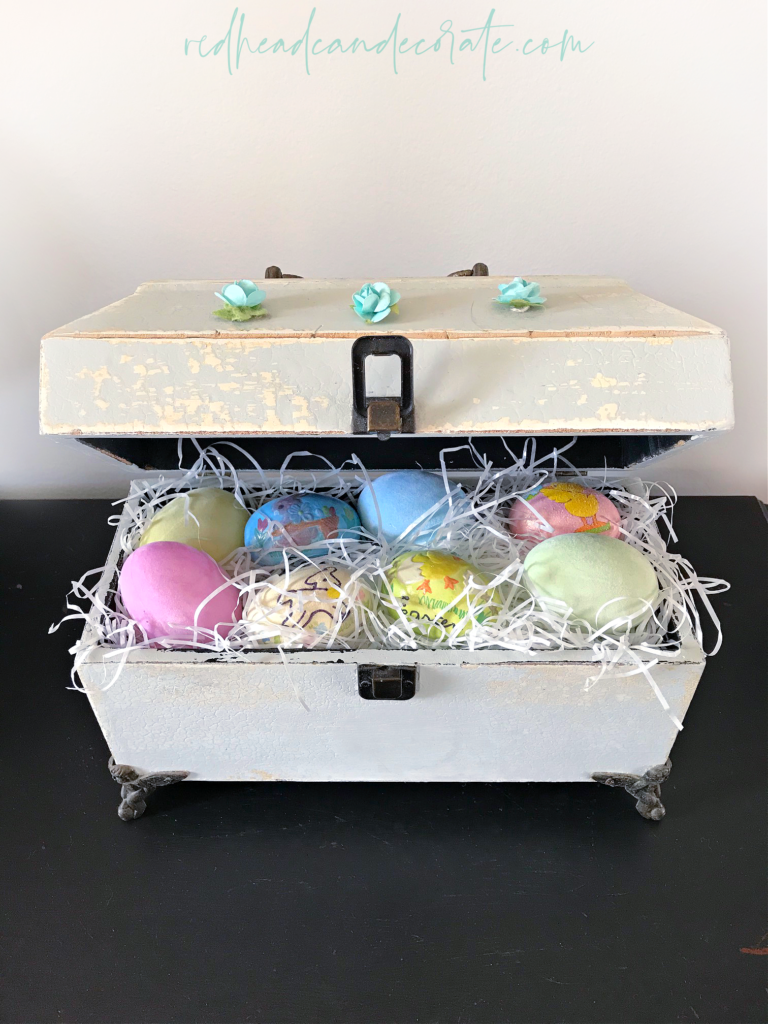 This cute Easter Egg Chest would be the perfect touch in your Easter holiday decorating, and children would love it!