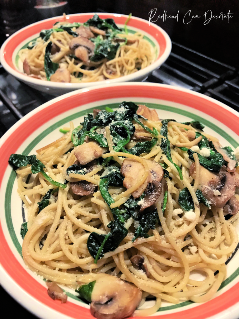Redhead's Light & Easy Spaghetti  Dishes for Two is a one pot satisfying pasta recipe that takes the guess work out of cooking for 2 people without added calories!