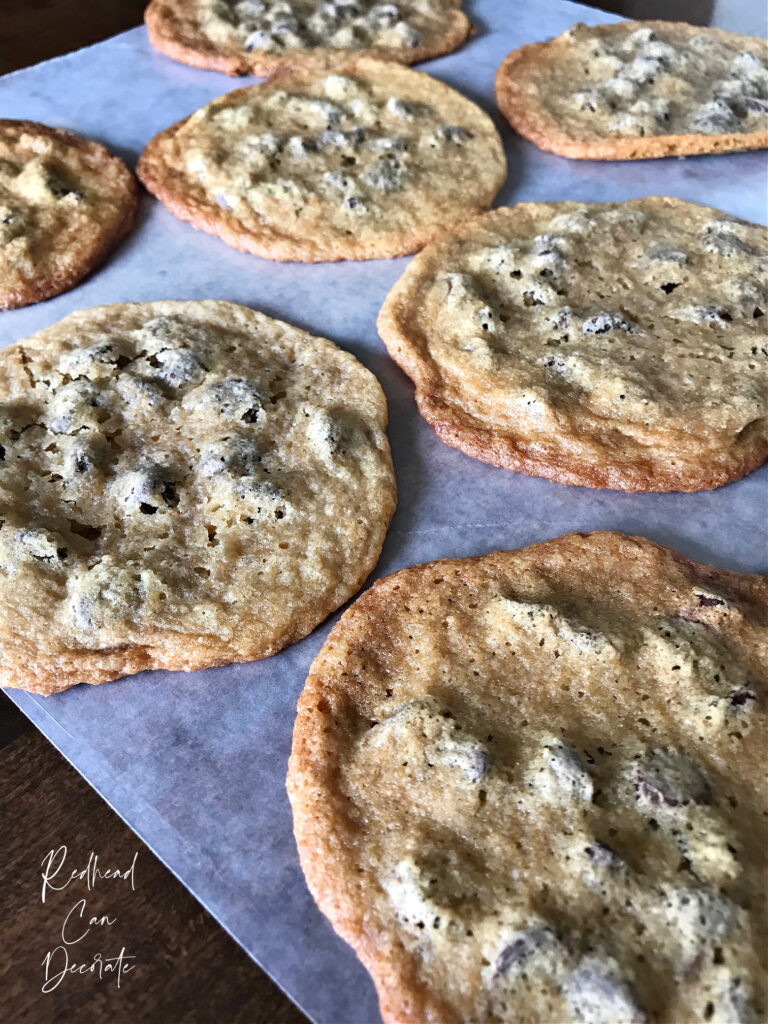 These are The Best Chocolate Chip Cookies by far with a crispy outside and a chewy inside.  The recipe is simple, but has a secret!