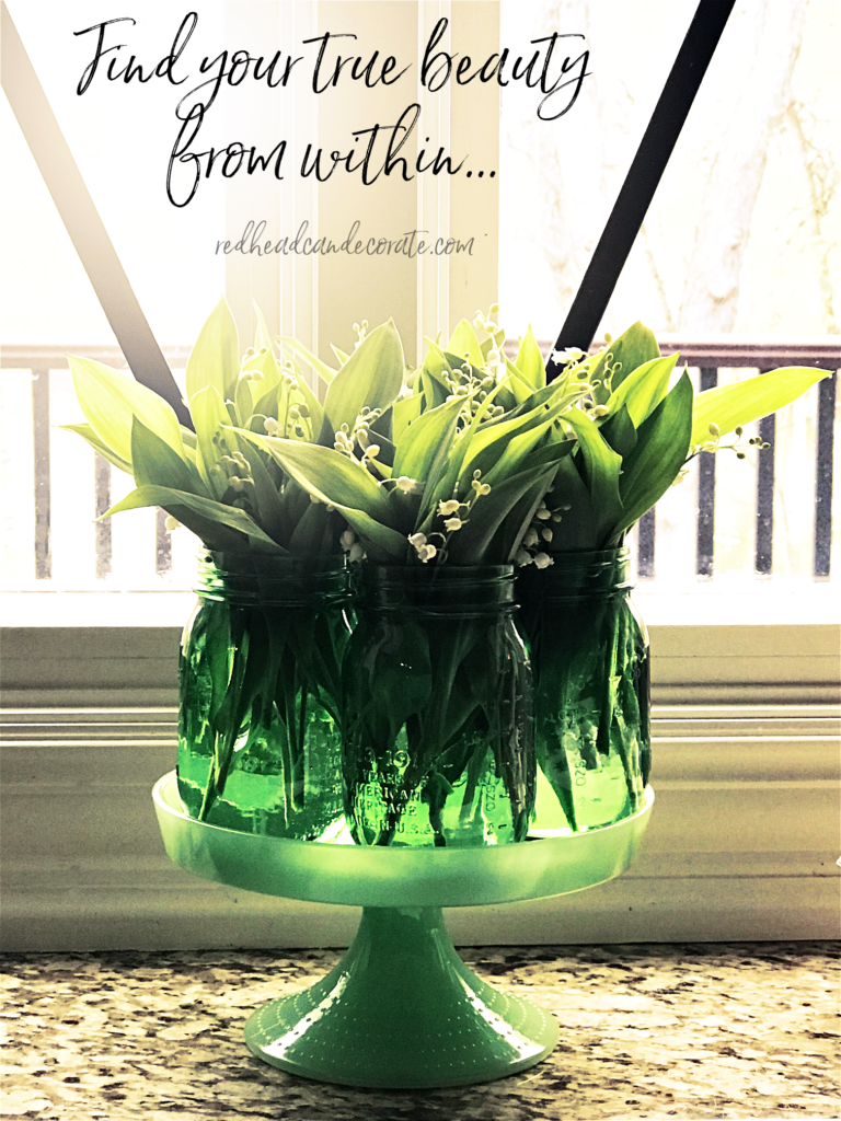 This simple Lily of the Valley Green Ball Jar Centerpiece is so gorgeous for spring it glows and has an amazing scent.