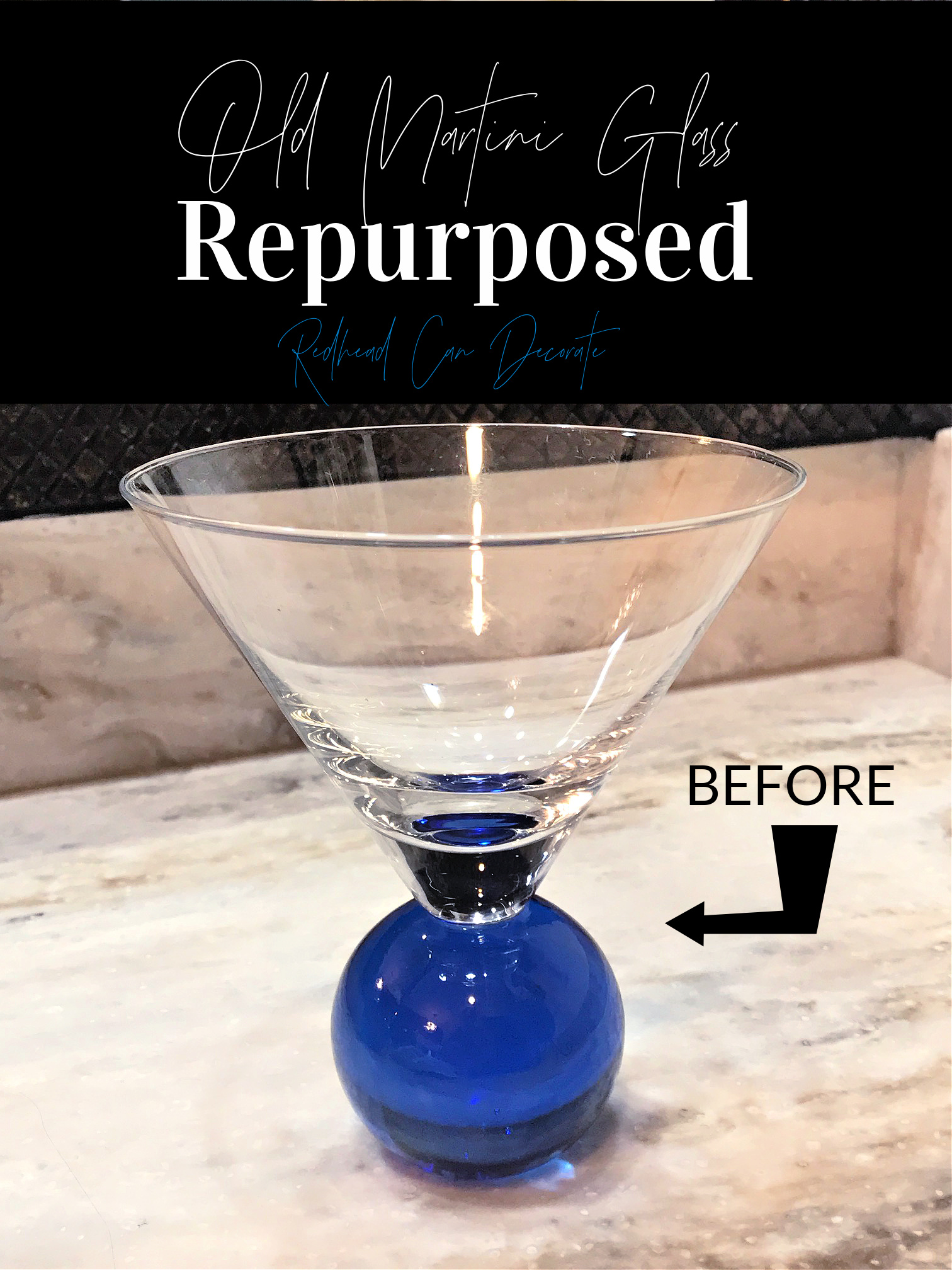 How to Turn a Martini Glass into a Q-Tip Holder - Redhead Can Decorate