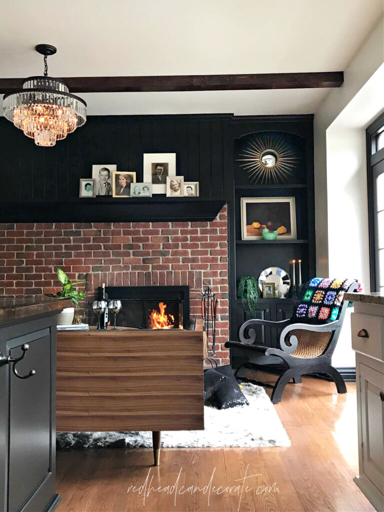 Transform your dated shelves with black paint.  Our "Black Paint Magic Makeover in the Kitchen" turned into quite the magical transformation!