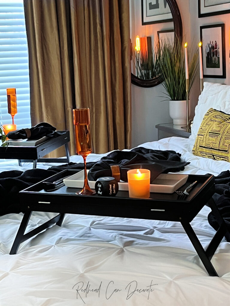 "How to Create a Romantic Dinner Date in Bed" with a few dinner recipes ideas included...