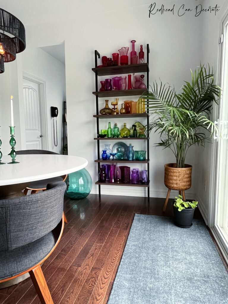 How to Create a Thrift Store Colored Glass Wall in Dining Area