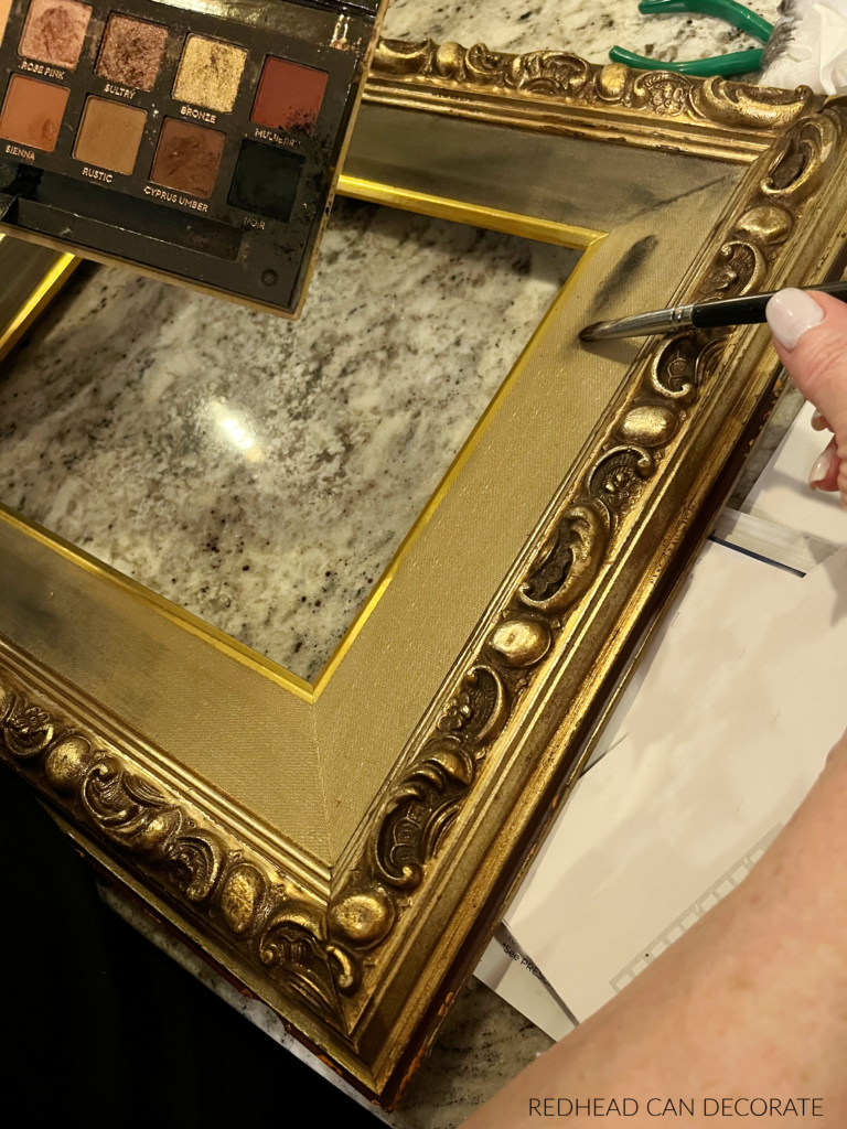 Using something you probably have in your bathroom drawer in many colors..."How to Paint a Thrift Store Frame with Eyeshadow"...