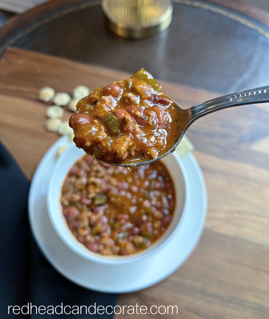 Red's Homemade Chili Recipe is a mild, yet tangy version that uses red beans to help with texture for finicky eaters, which also aids in digestion.